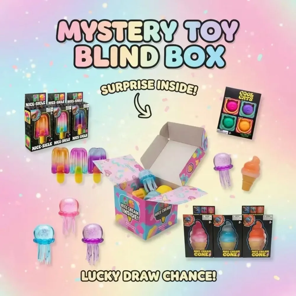 Novelty Gifts - กล่องสุ่มของเล่นนุ่มนิ่ม, ชุดของเล่นบีบคลายเครียดแบบคืนตัวช้า, ของเล่นบีบเพื่อบรรเทนประสาทสัมผัส, ของขวัญคลายความกังวลสำหรับเด็กและผู้ใหญ่