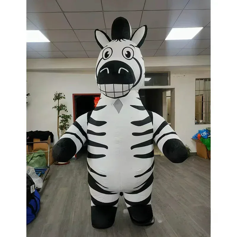 Costumes - ชุดมาสคอตลายม้าลายแบบเป่าลม สำหรับผู้ใหญ่ ชุดผ้ากำมะหยี่เต็มตัว ตัวการ์ตูน คอสเพลย์ สำหรับงานปาร์ตี้