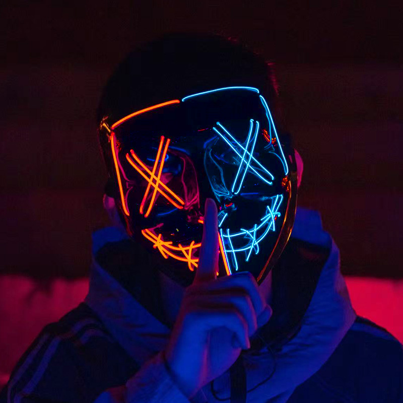 หน้ากากเรืองแสงนีออนไร้สาย สำห - Led Purge Mask Halloween บทวิจารณ์และราคา