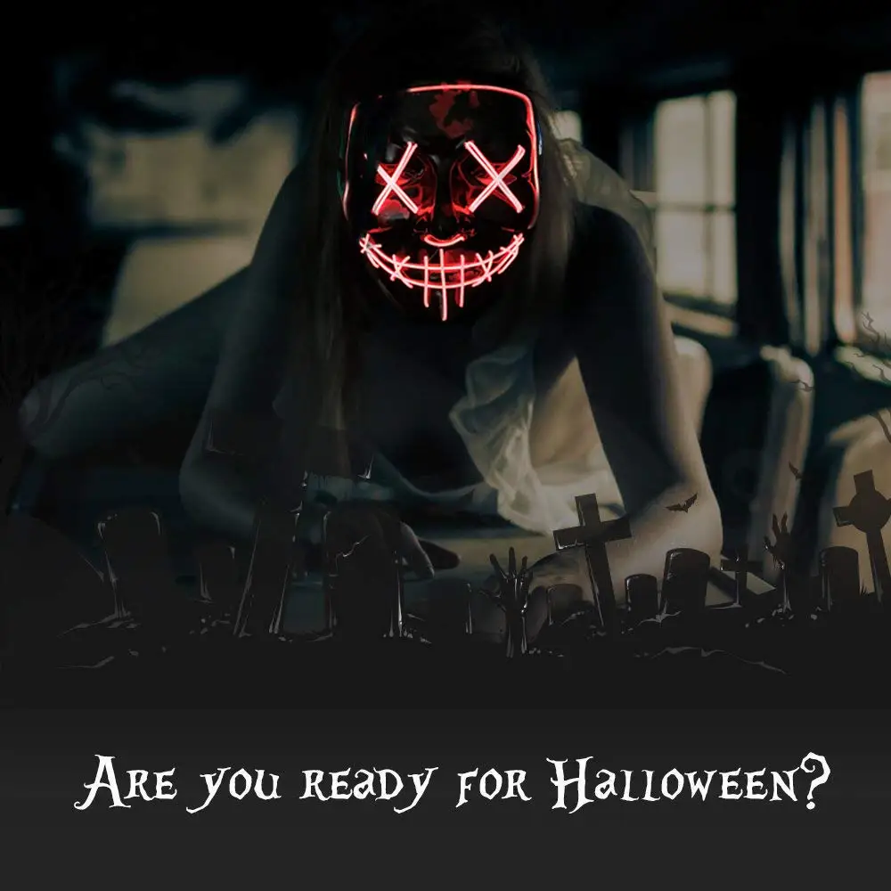 หน้ากากฮาโลวีนสำหรับผู้ใหญ่และ - Led Purge Mask Halloween บทวิจารณ์และราคา