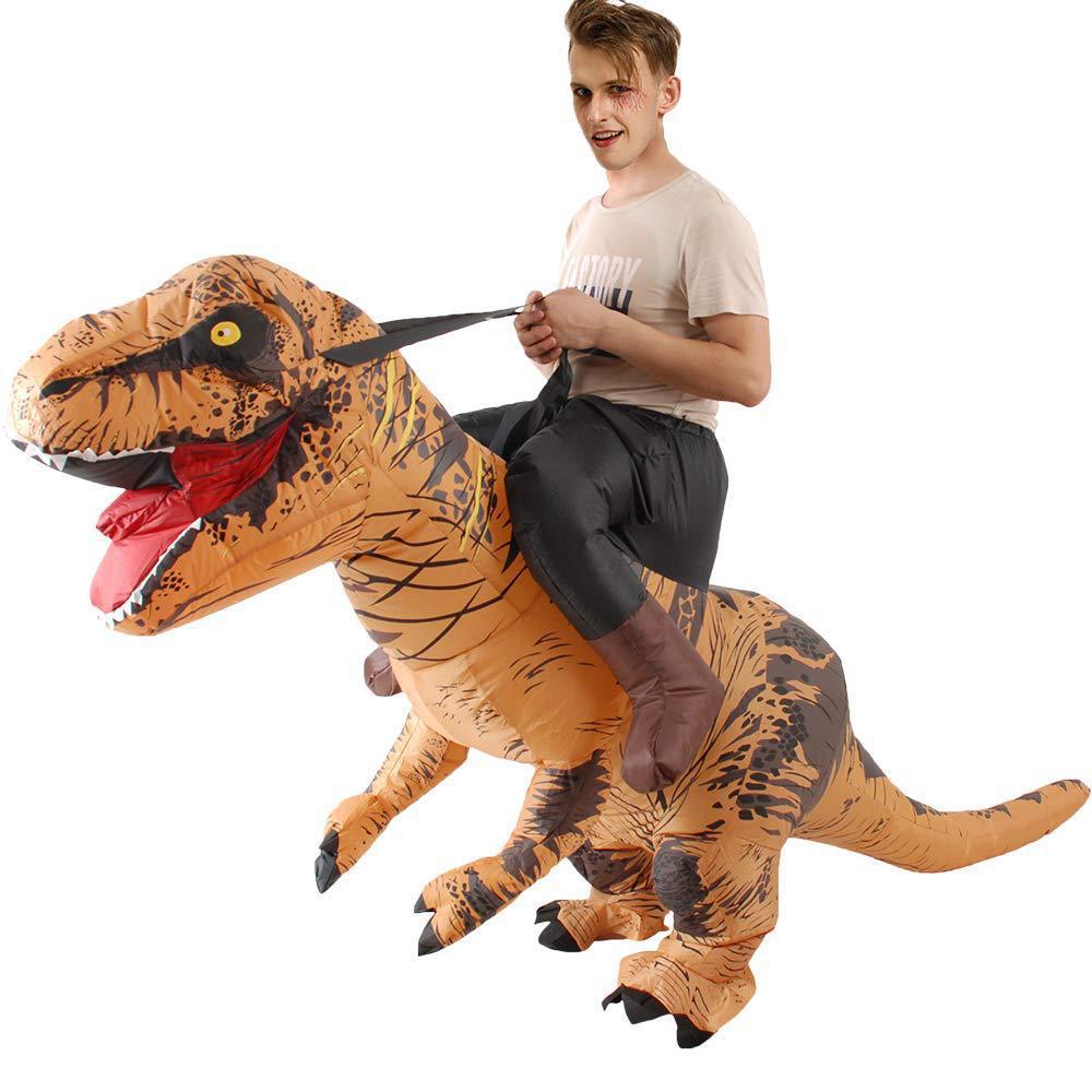 ผู้ใหญ่ตลกขี่ไดโนเสาร์สีน้ําตา - Inflatable Dinosaur Costume Adult บทวิจารณ์และราคา