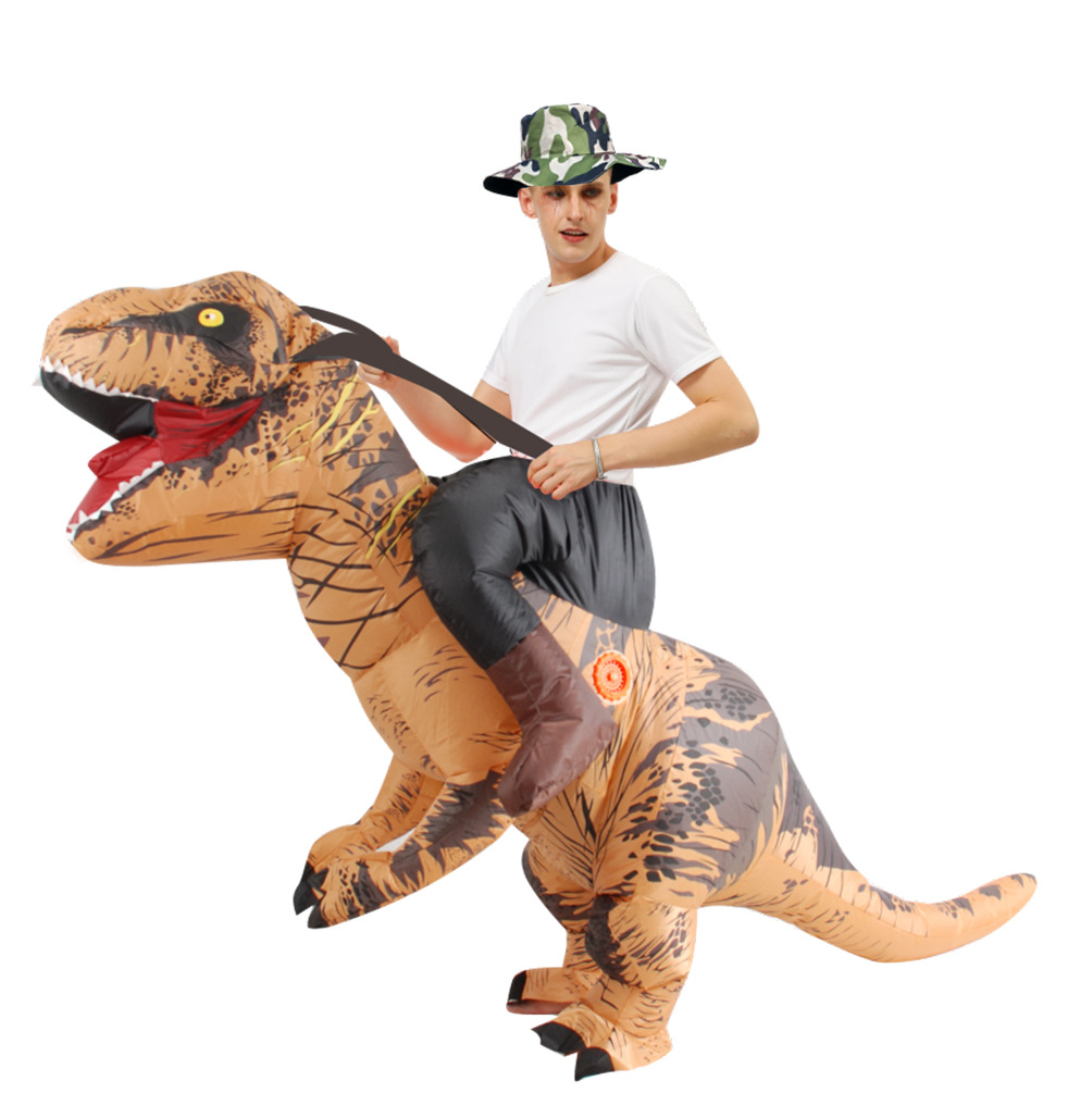 ผู้ใหญ่ตลกขี่ไดโนเสาร์สีน้ําตา - Inflatable Dinosaur Costume Adult บทวิจารณ์และราคา