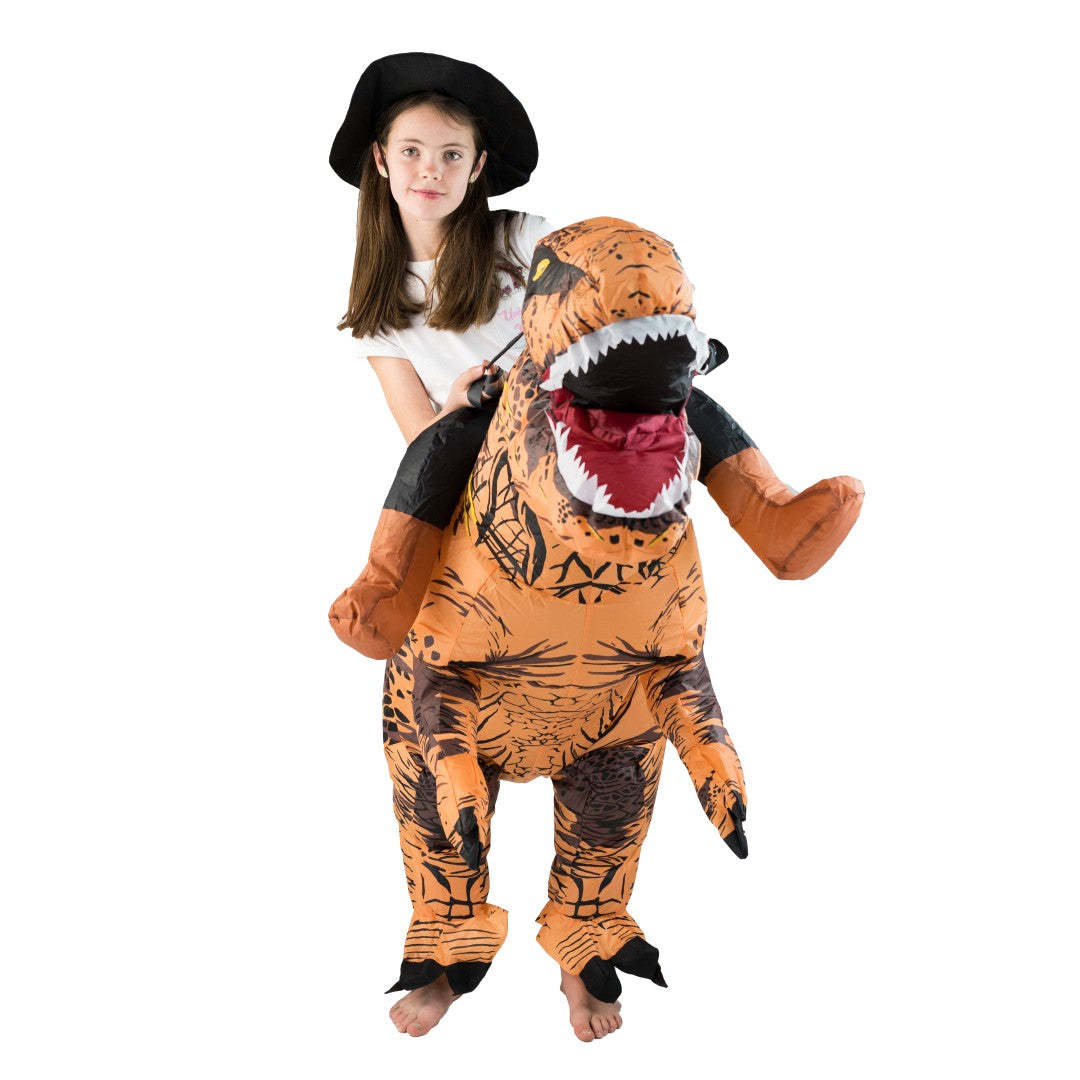 ผู้ใหญ่ตลกขี่ไดโนเสาร์สีน้ําตา - Inflatable Dinosaur Costume Adult บทวิจารณ์และราคา